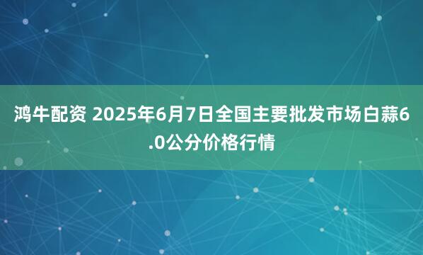 鸿牛配资 2025年6月7日全国主要批发市场白蒜6.0公分价格行情
